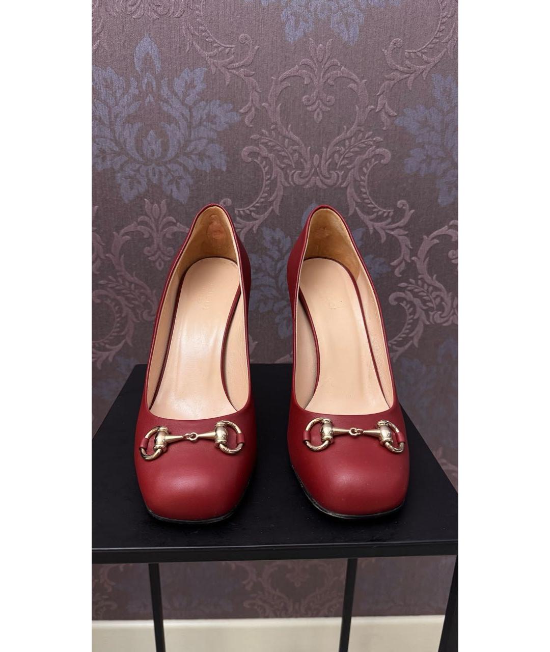 GUCCI Красные кожаные туфли, фото 2
