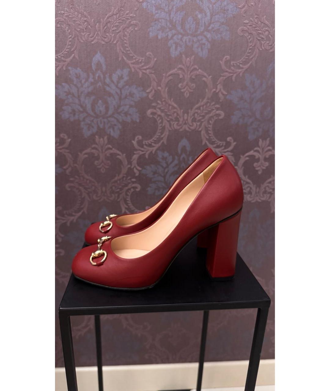 GUCCI Красные кожаные туфли, фото 7