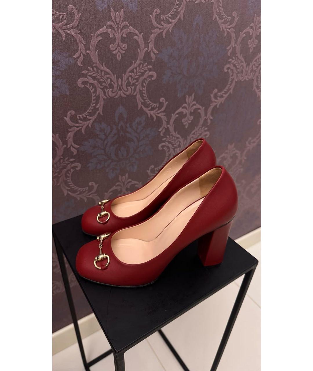 GUCCI Красные кожаные туфли, фото 6