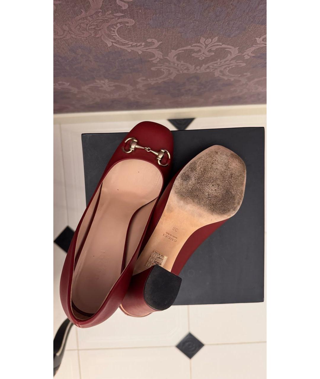 GUCCI Красные кожаные туфли, фото 5