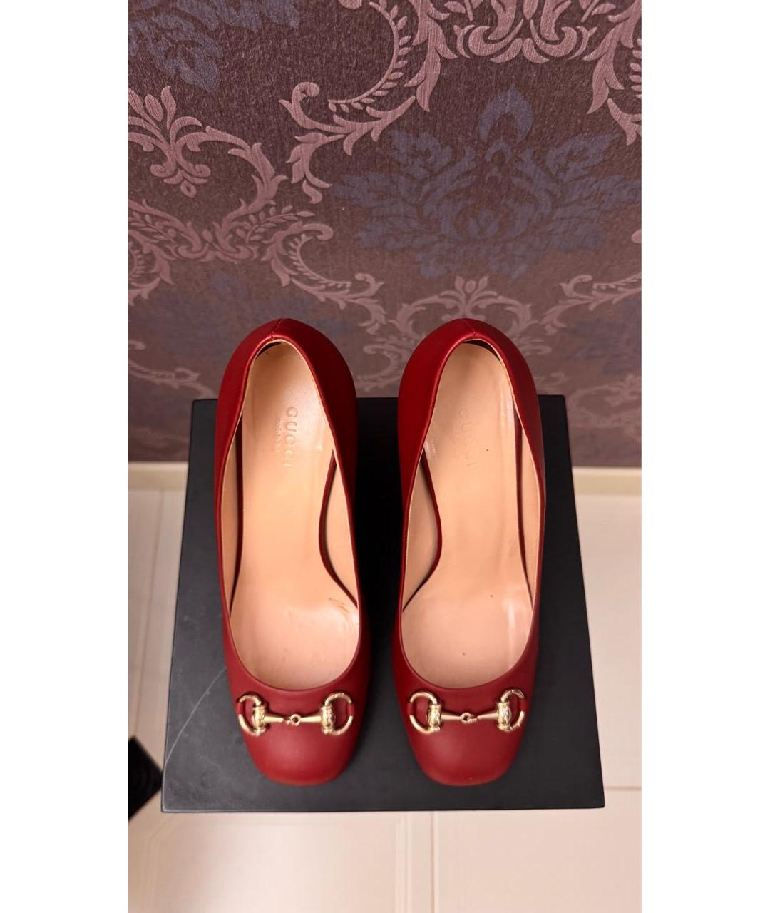 GUCCI Красные кожаные туфли, фото 3
