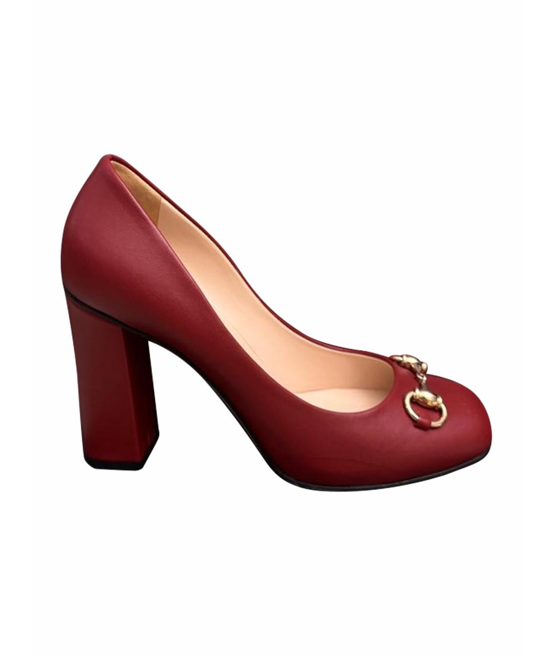 GUCCI Красные кожаные туфли, фото 1