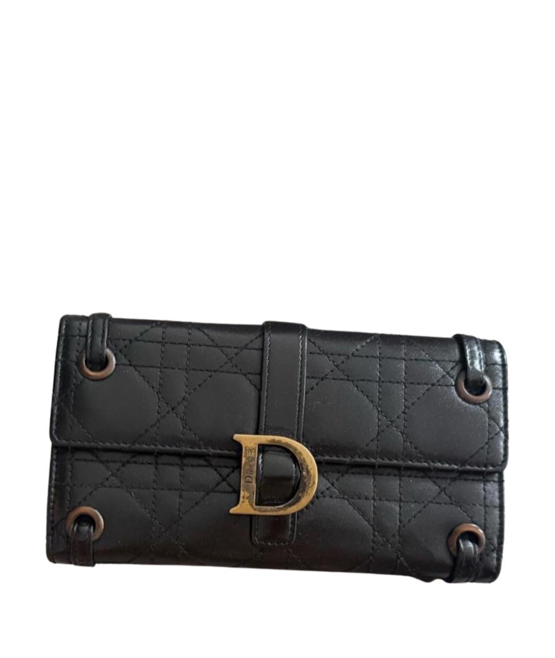 CHRISTIAN DIOR Черный кожаный кошелек, фото 1