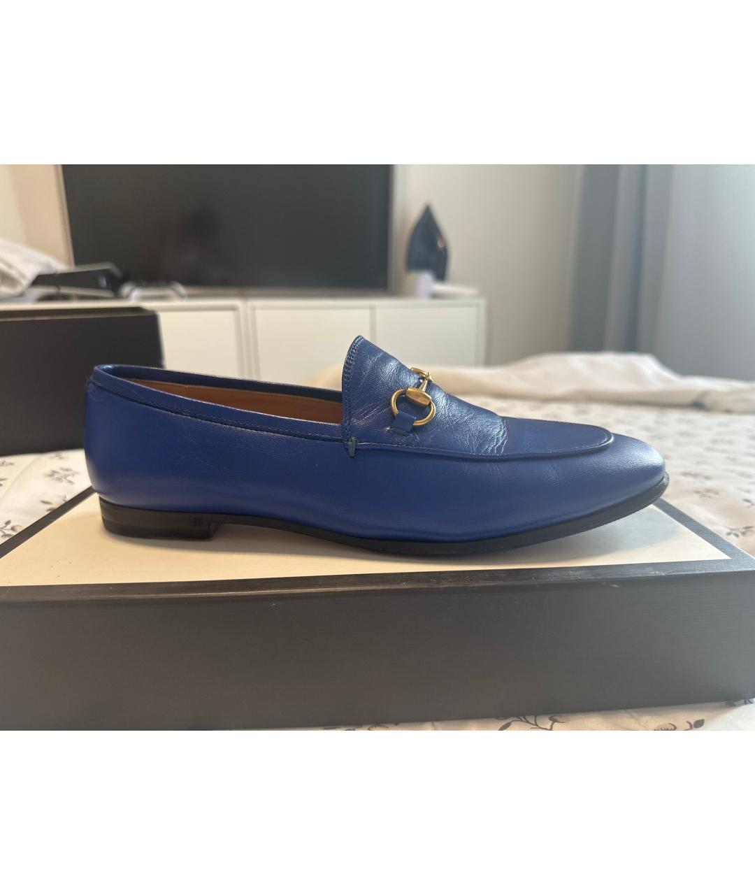 GUCCI Синие кожаные лоферы, фото 8