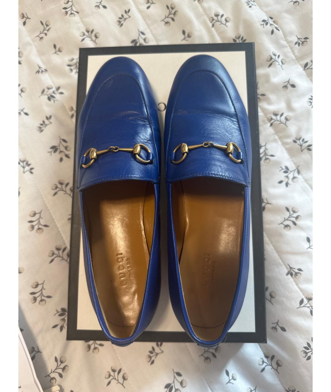 GUCCI Синие кожаные лоферы, фото 3