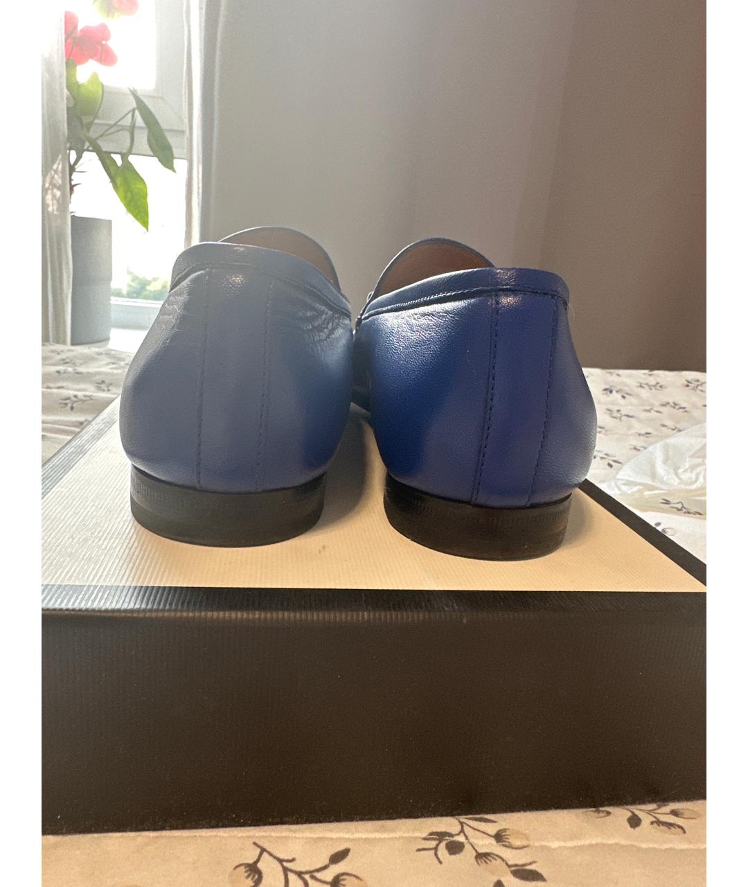 GUCCI Синие кожаные лоферы, фото 4