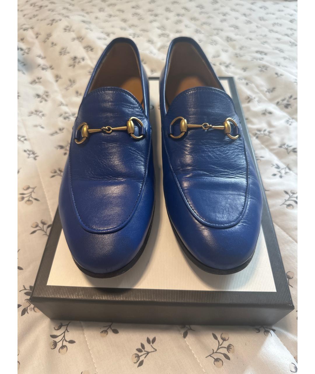 GUCCI Синие кожаные лоферы, фото 2