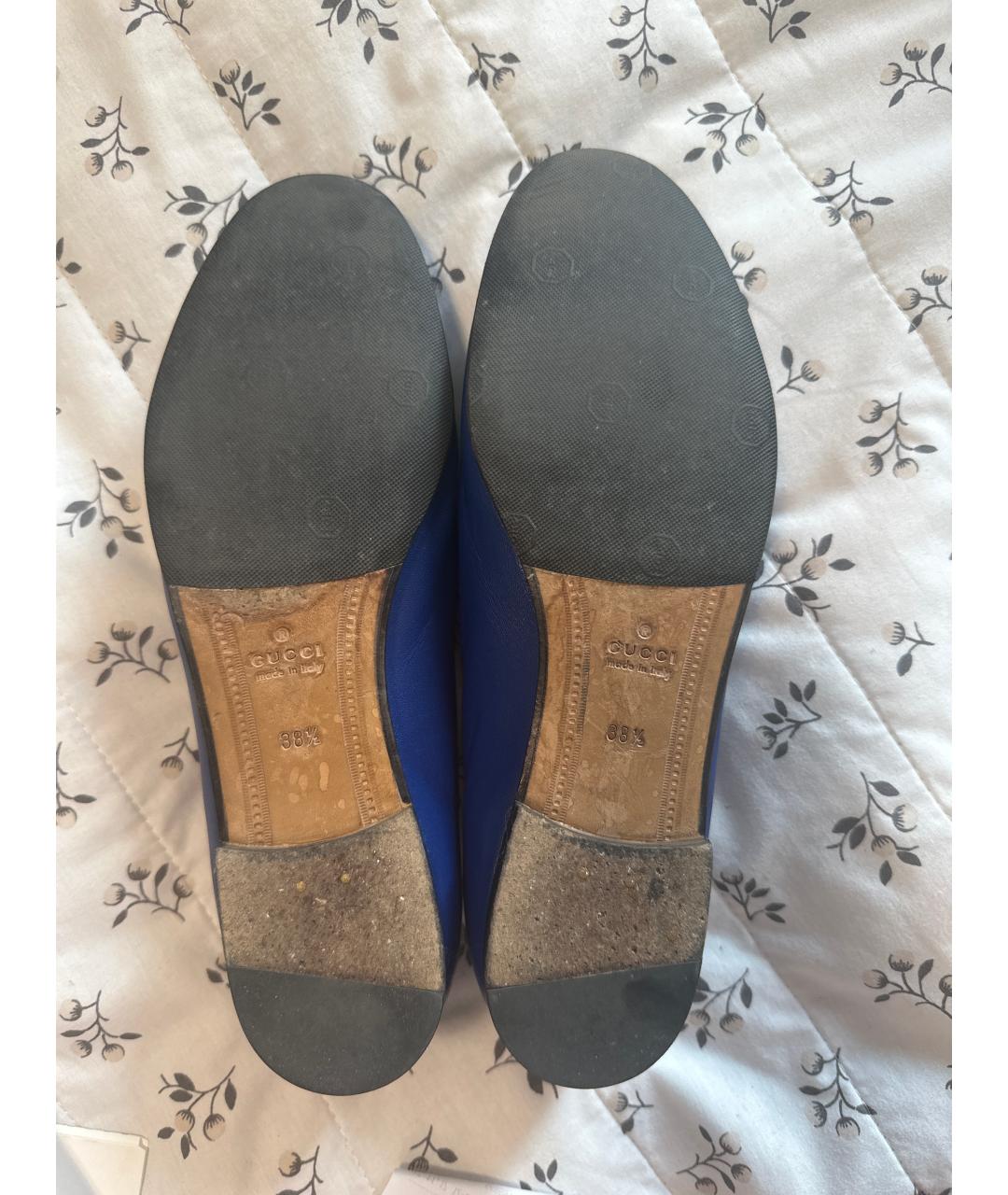 GUCCI Синие кожаные лоферы, фото 5