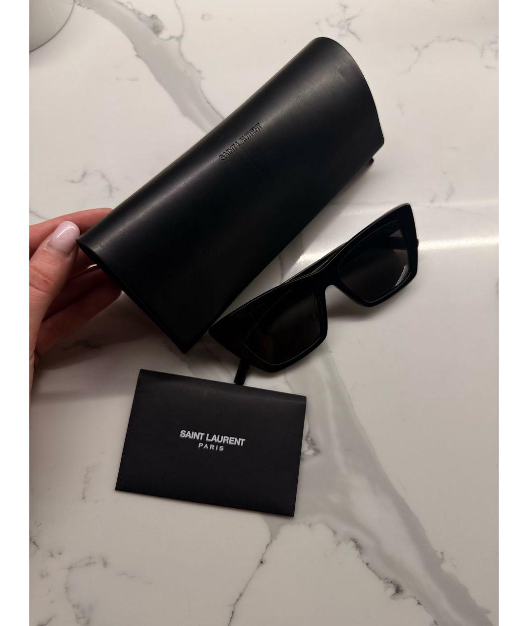 SAINT LAURENT Черные пластиковые солнцезащитные очки, фото 3