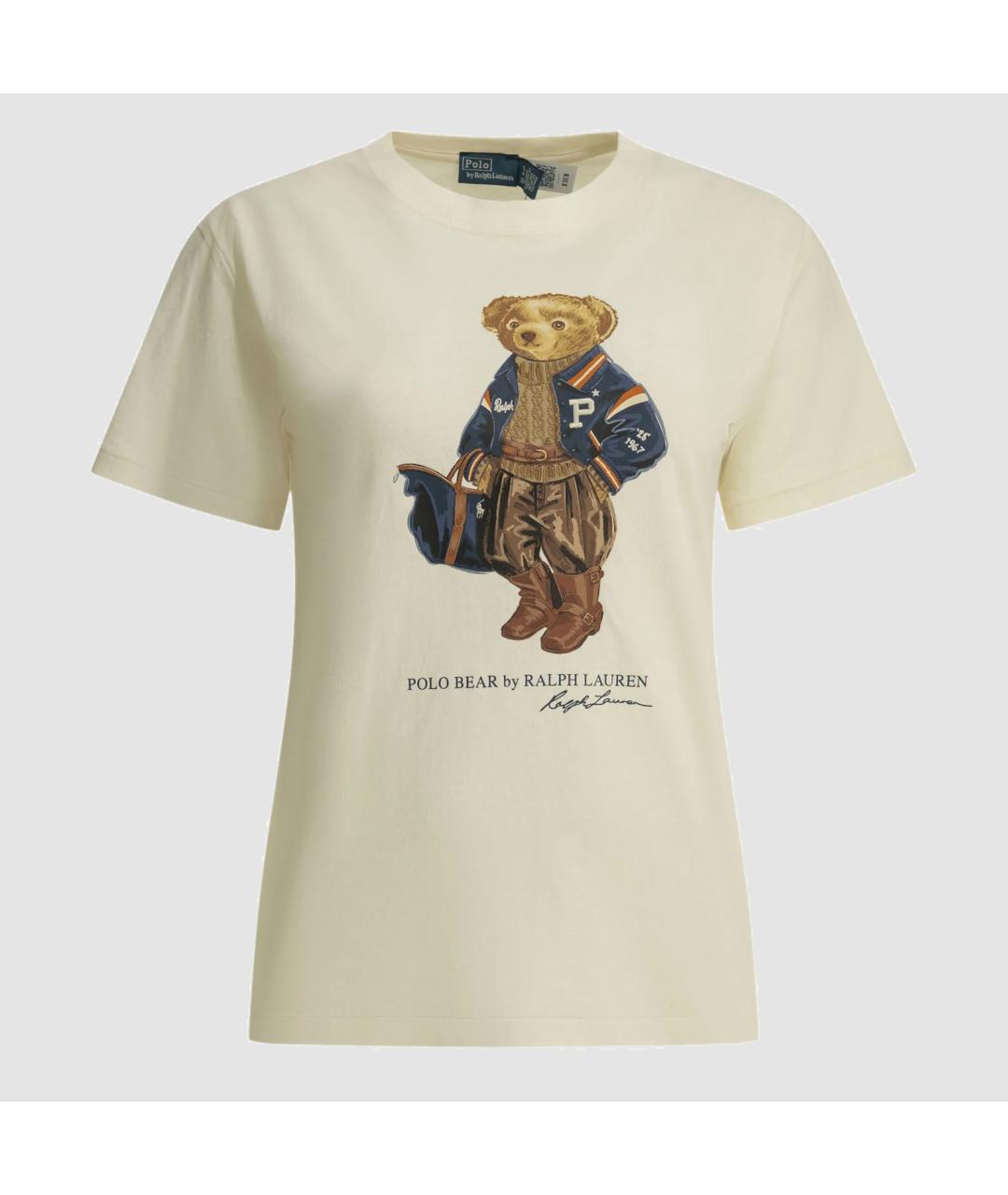 POLO RALPH LAUREN Бежевая хлопковая футболка, фото 3