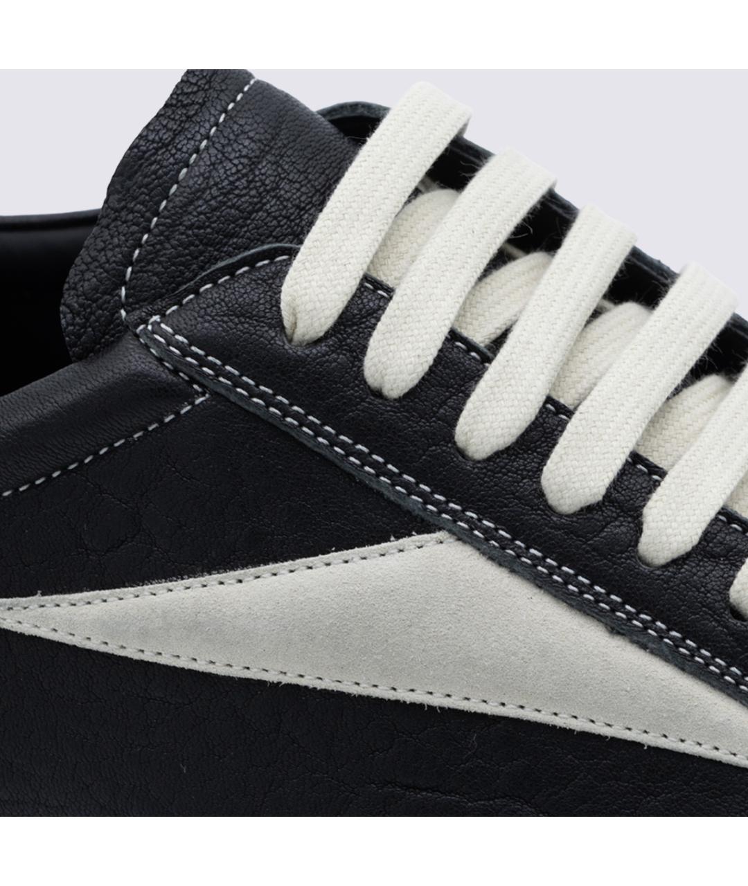 RICK OWENS DRKSHDW Черные кожаные низкие кроссовки / кеды, фото 4