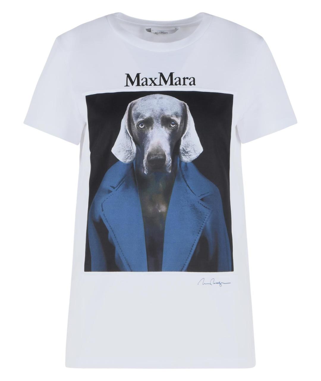 MAX MARA Синяя хлопковая футболка, фото 1