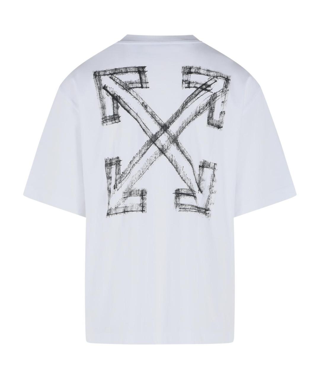 OFF-WHITE Белая хлопковая футболка, фото 3
