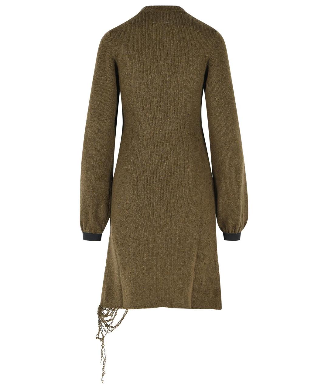 MM6 MAISON MARGIELA Зеленое шерстяное повседневное платье, фото 3