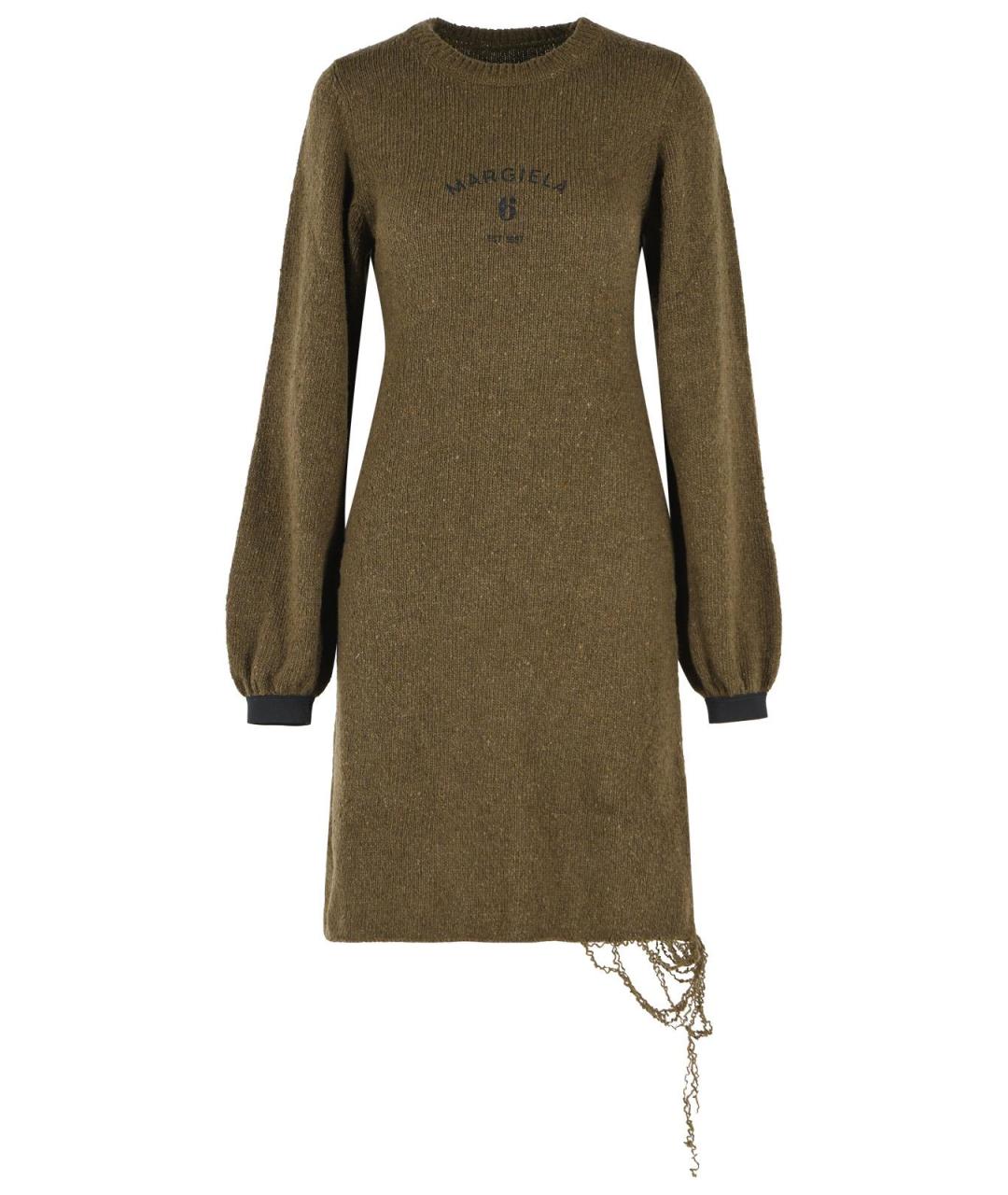 MM6 MAISON MARGIELA Зеленое шерстяное повседневное платье, фото 1