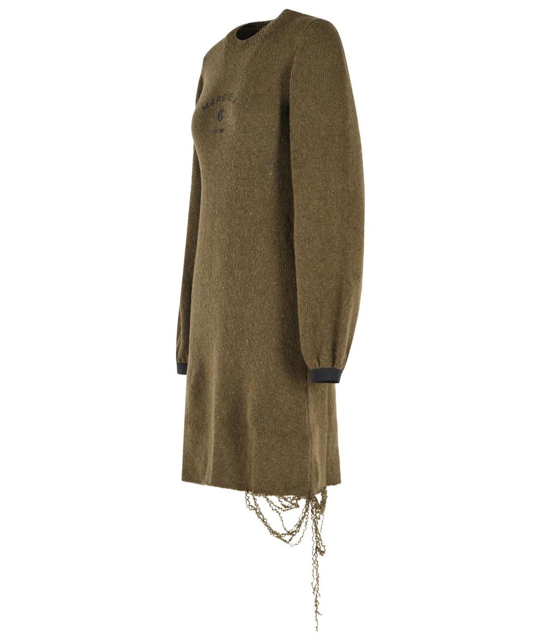 MM6 MAISON MARGIELA Зеленое шерстяное повседневное платье, фото 2