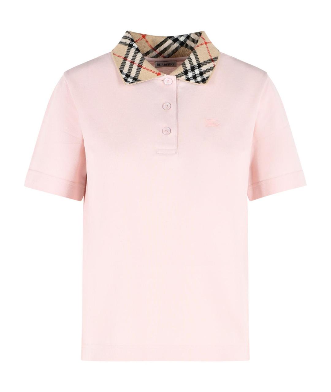 BURBERRY Розовая хлопковая футболка, фото 1