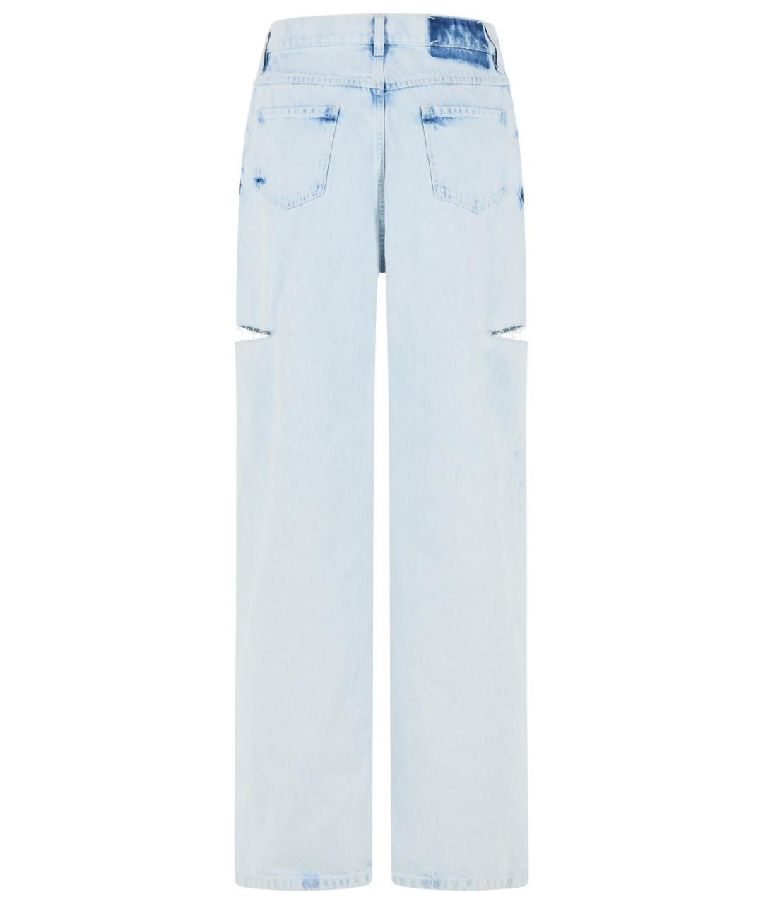 MAISON MARGIELA Голубые хлопковые прямые джинсы, фото 3