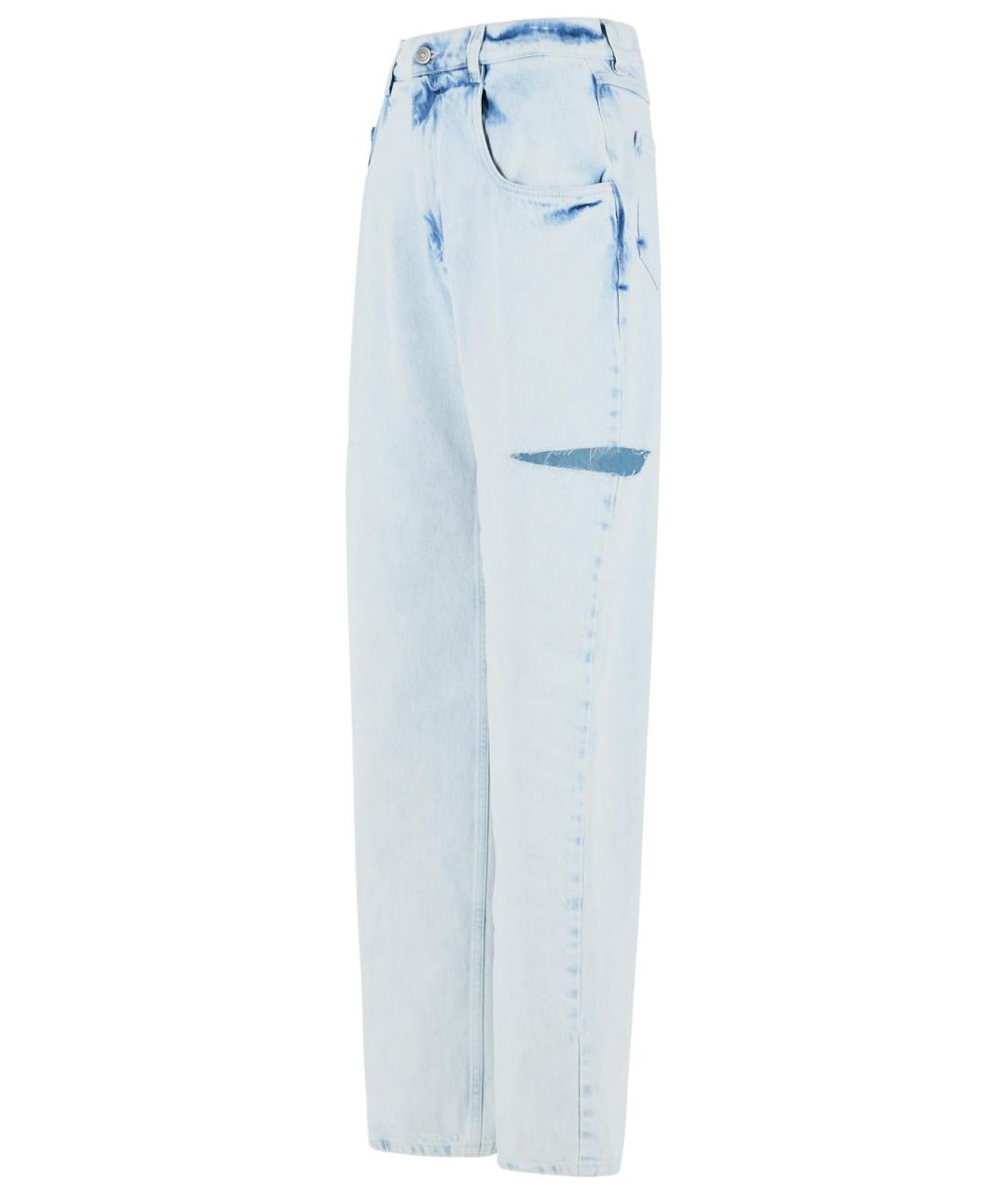 MAISON MARGIELA Голубые хлопковые прямые джинсы, фото 2
