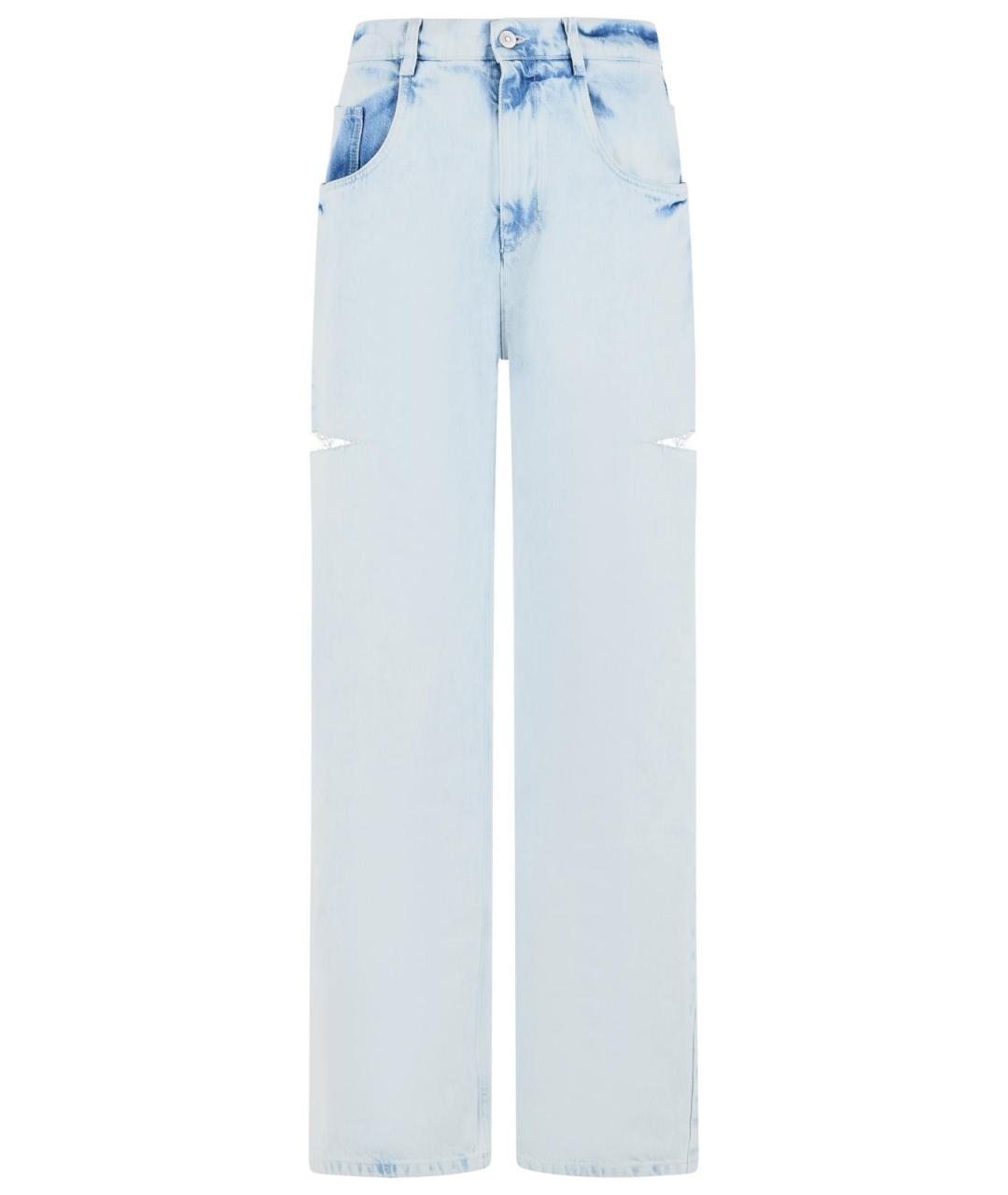 MAISON MARGIELA Голубые хлопковые прямые джинсы, фото 1