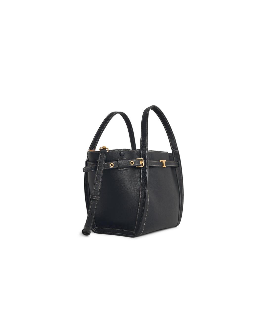 TOD'S Черная кожаная сумка тоут, фото 2