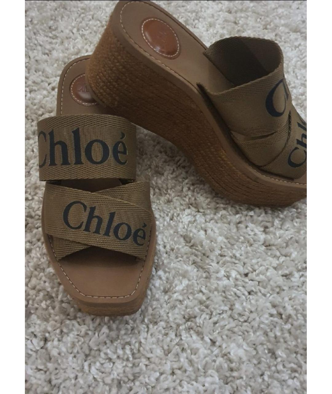 CHLOE Хаки текстильные сабо, фото 4