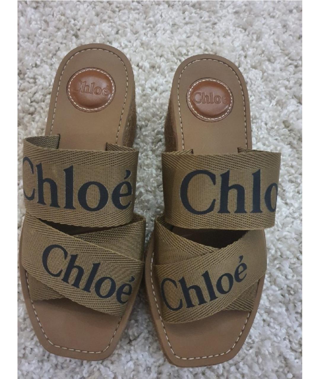 CHLOE Хаки текстильные сабо, фото 3