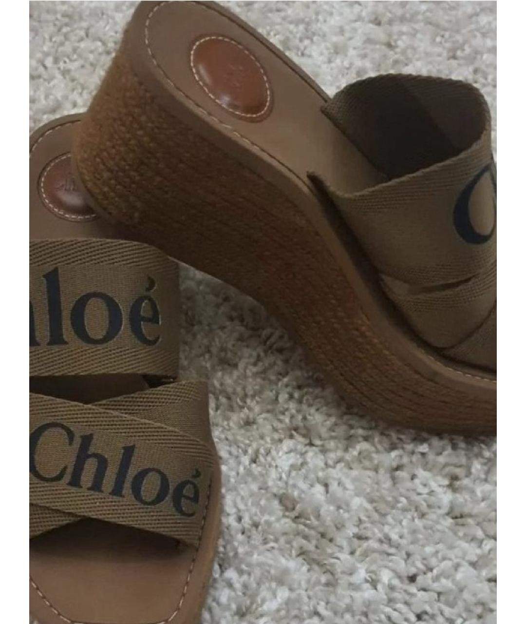 CHLOE Хаки текстильные сабо, фото 5