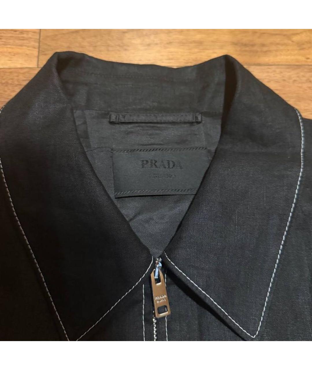 PRADA Черная льняная куртка, фото 2