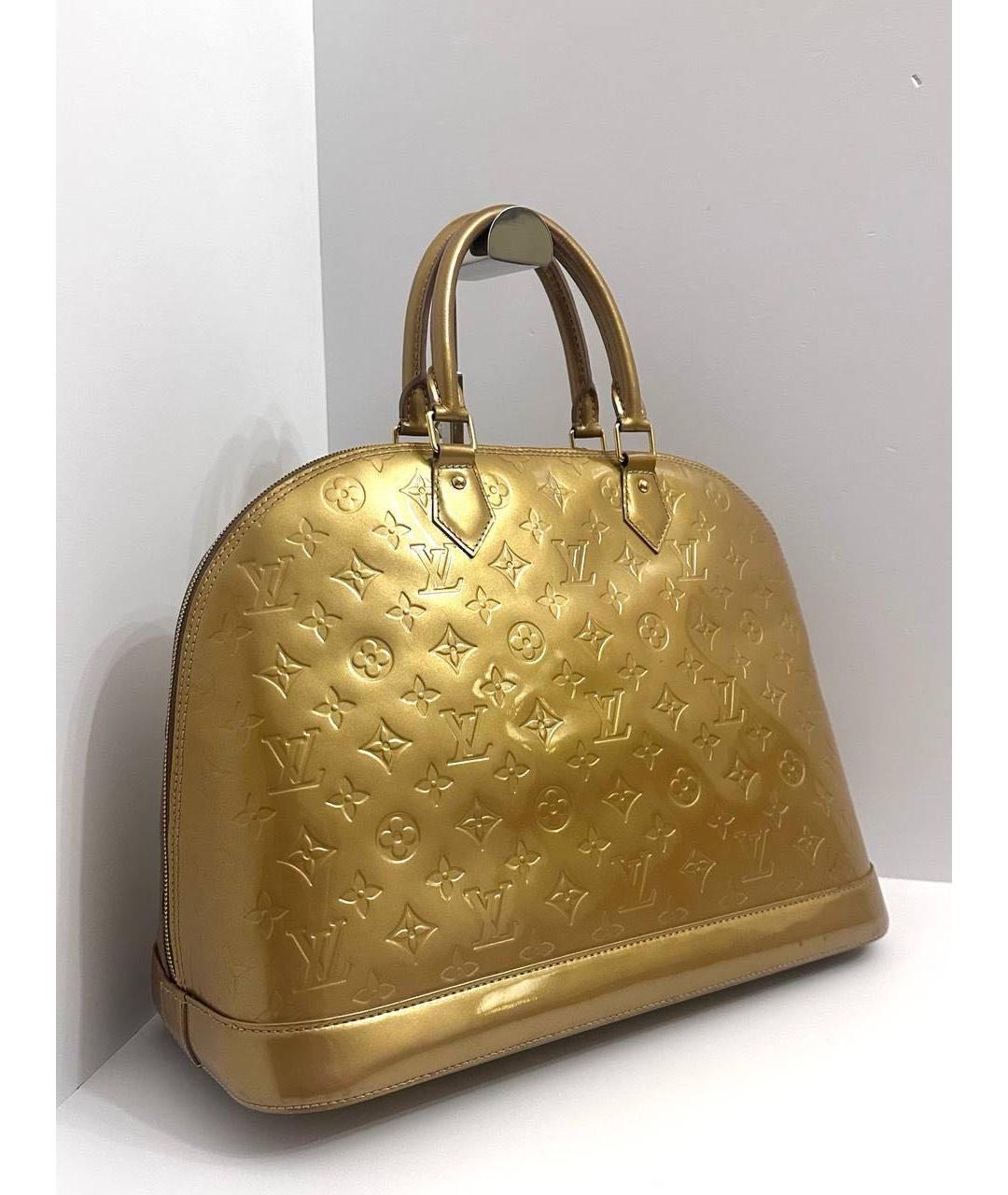 LOUIS VUITTON Золотая сумка с короткими ручками из лакированной кожи, фото 6