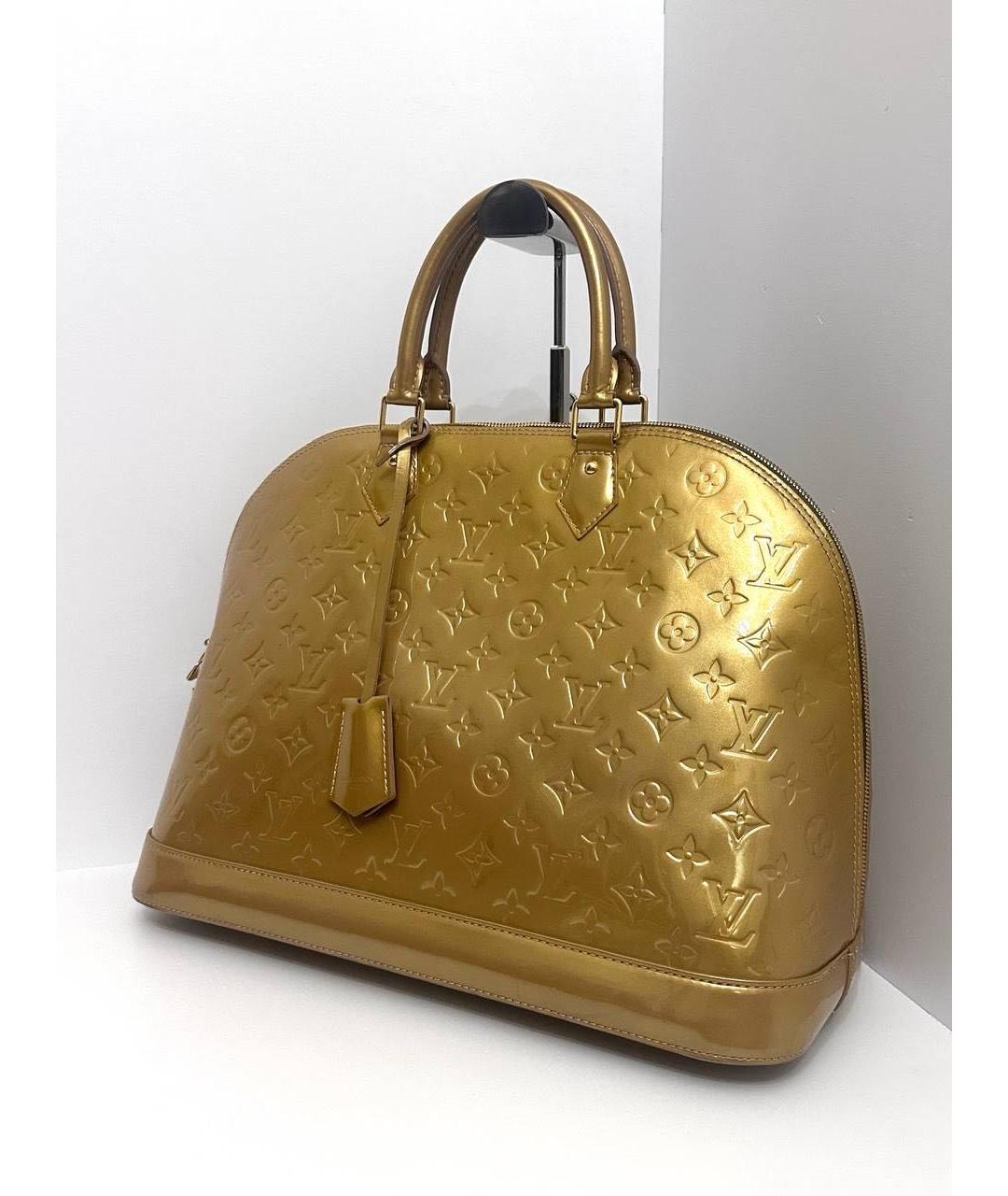 LOUIS VUITTON Золотая сумка с короткими ручками из лакированной кожи, фото 2