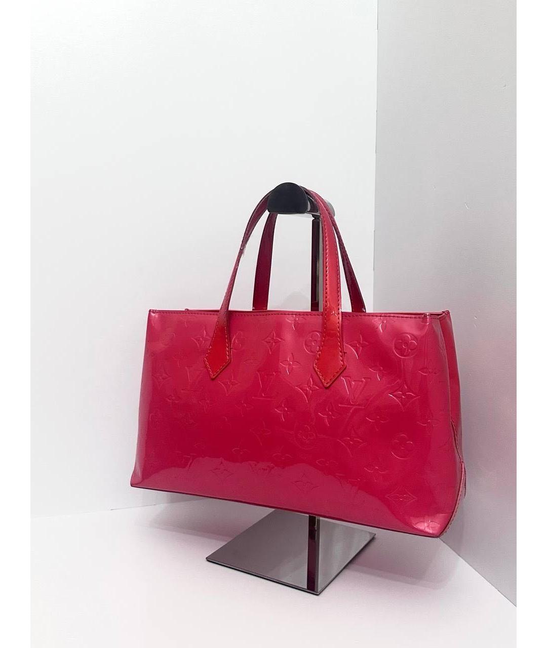 LOUIS VUITTON Розовая сумка тоут из лакированной кожи, фото 5