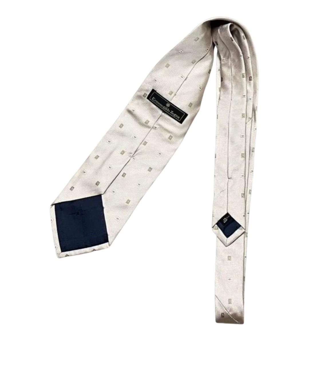 ERMENEGILDO ZEGNA XXX Бежевый шелковый галстук, фото 1