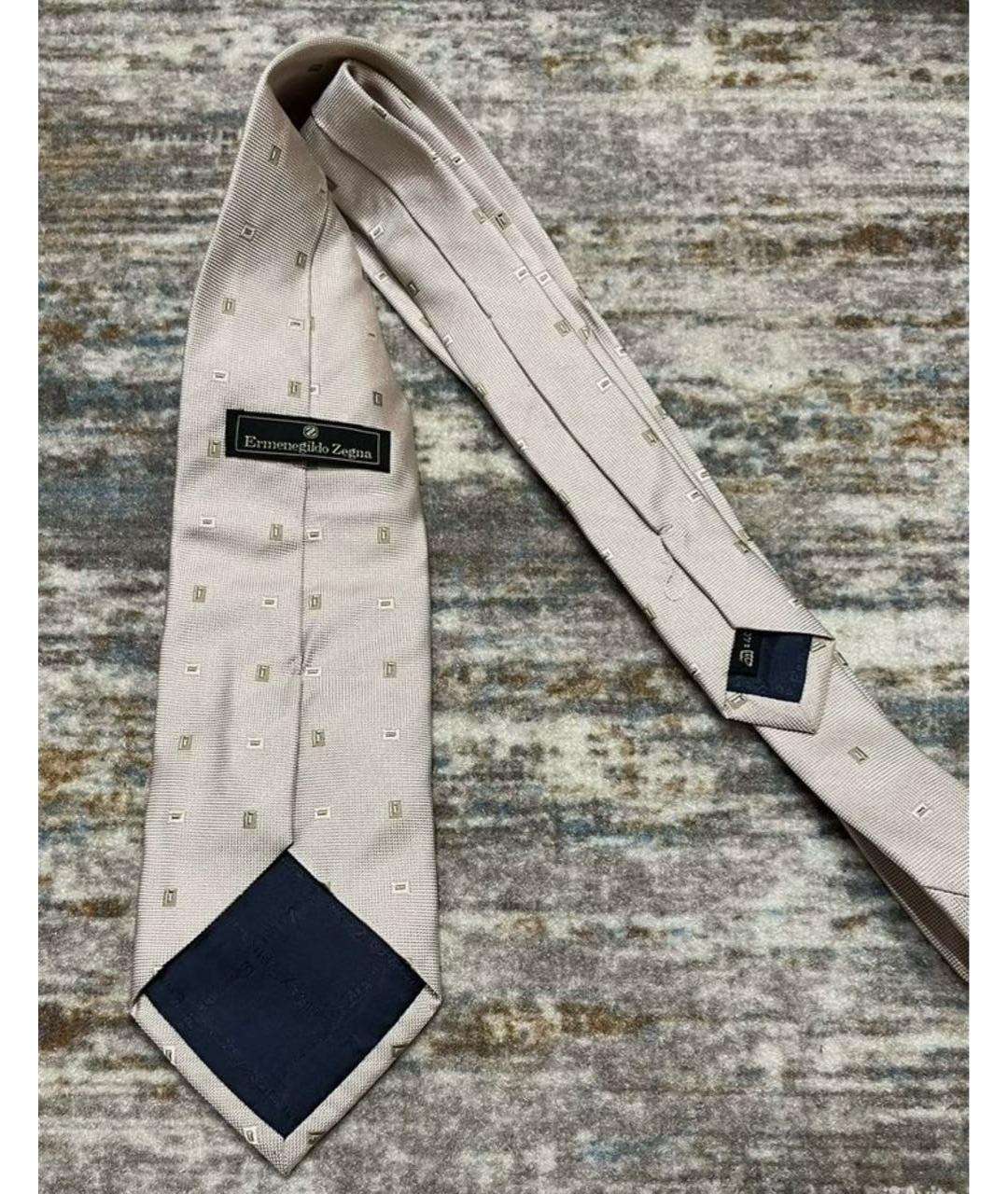 ERMENEGILDO ZEGNA XXX Бежевый шелковый галстук, фото 2