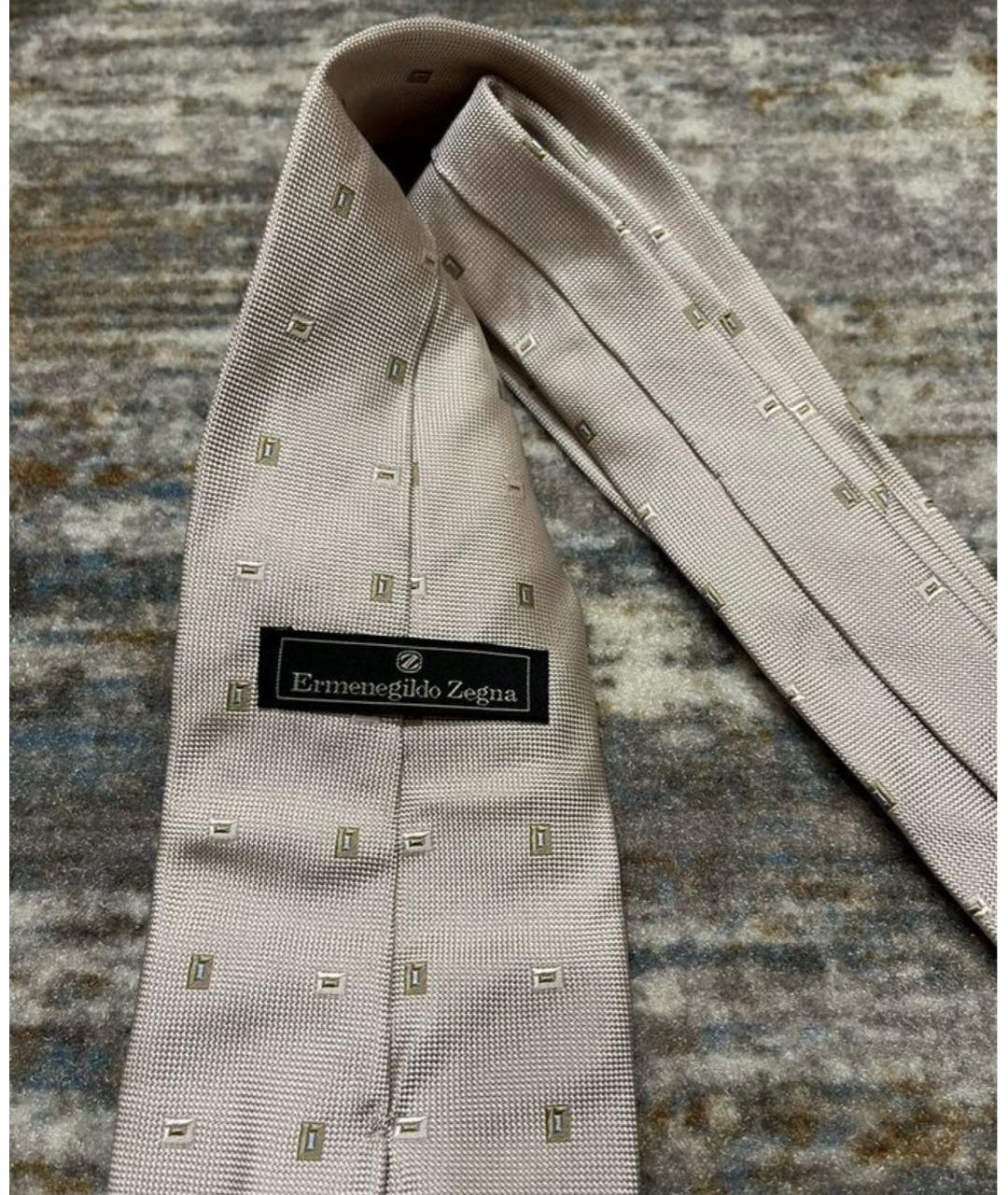 ERMENEGILDO ZEGNA XXX Бежевый шелковый галстук, фото 3