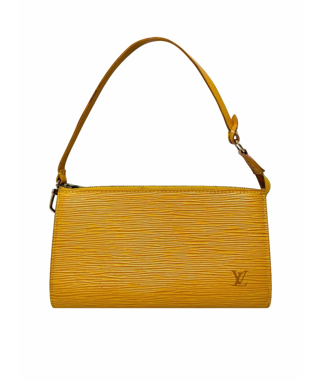 LOUIS VUITTON Желтая кожаная сумка с короткими ручками, фото 1