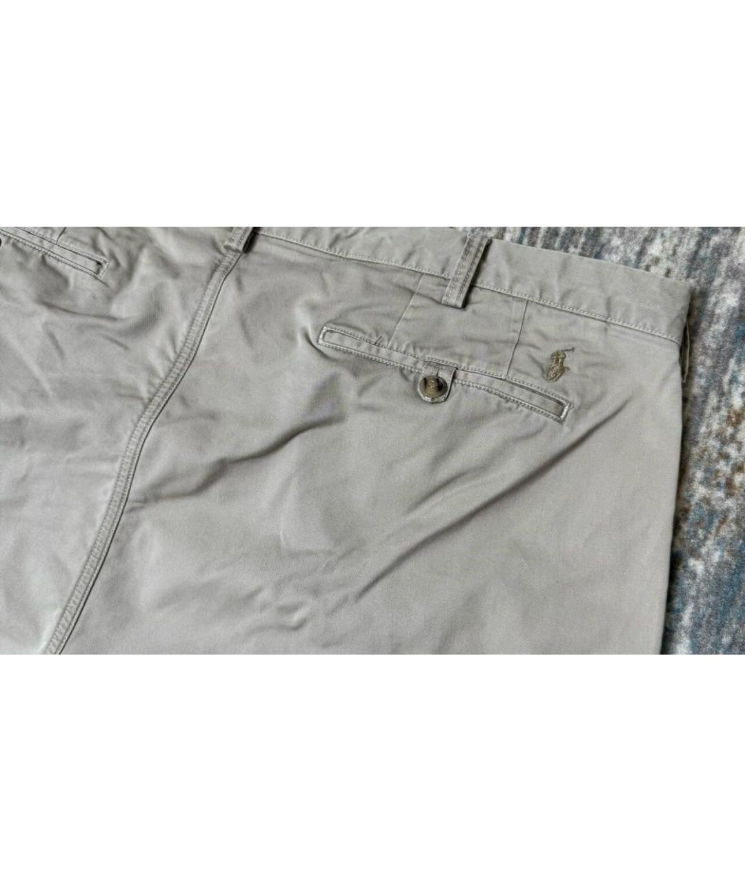 POLO RALPH LAUREN Бежевые хлопко-эластановые повседневные брюки, фото 4