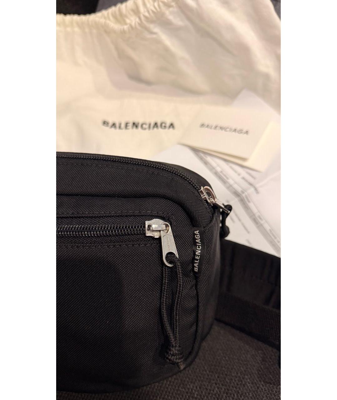 BALENCIAGA Черная тканевая поясная сумка, фото 3