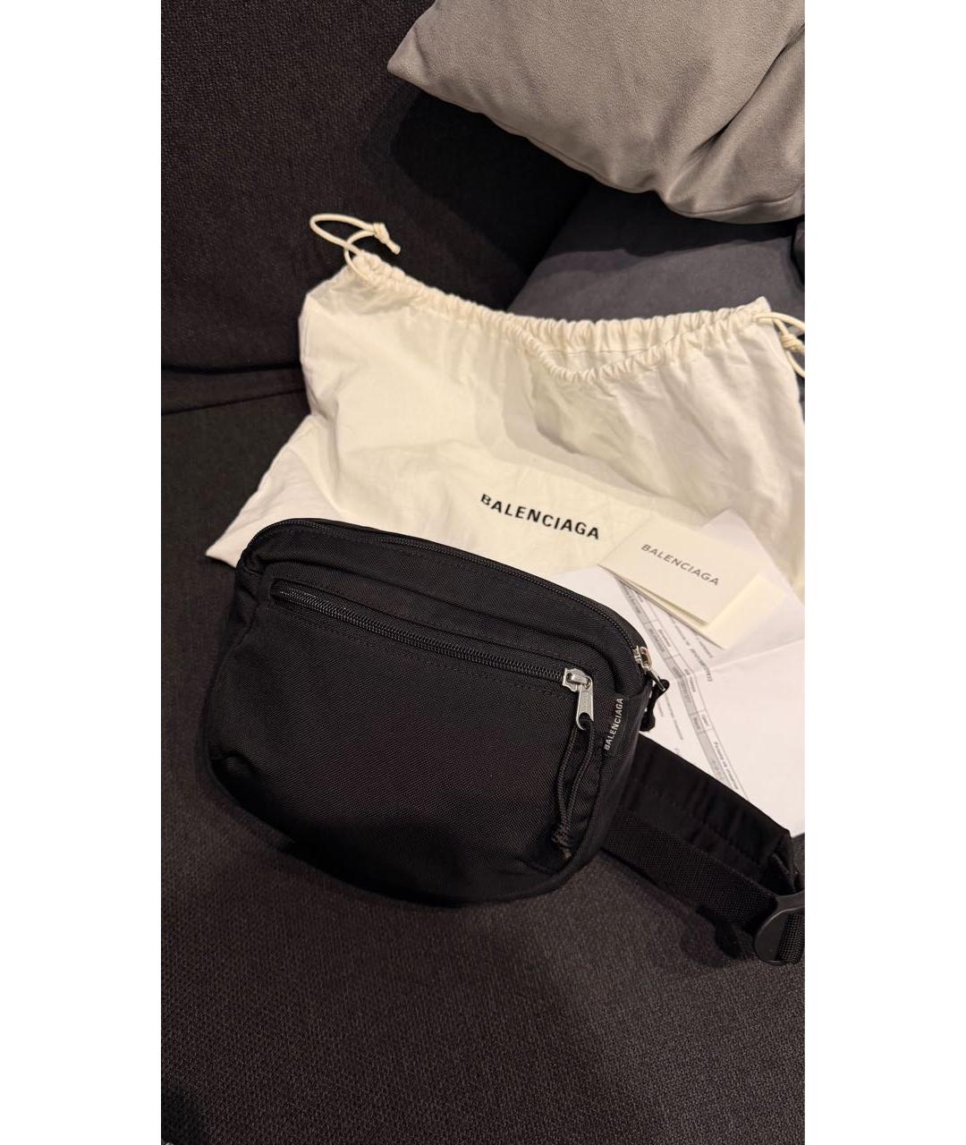 BALENCIAGA Черная тканевая поясная сумка, фото 2
