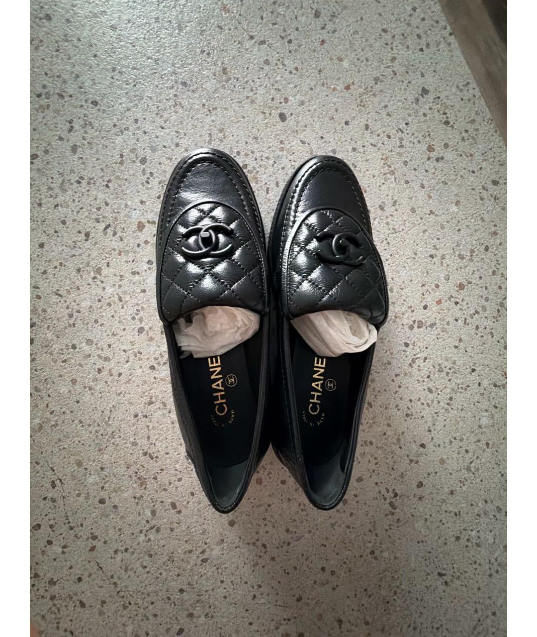 CHANEL Черные кожаные лоферы, фото 3