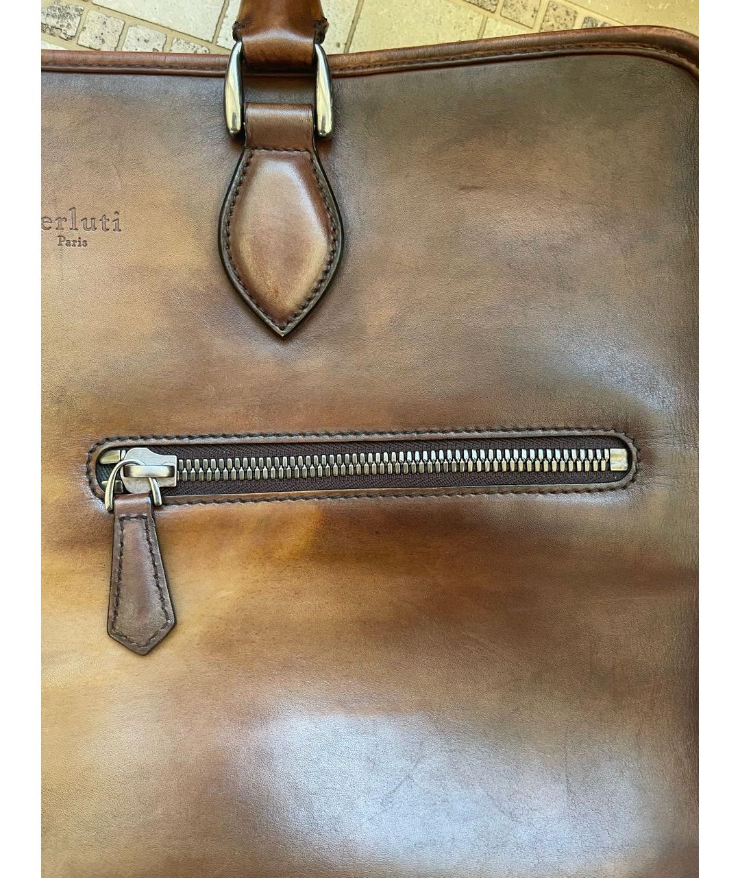 BERLUTI Коричневый кожаный портфель, фото 6