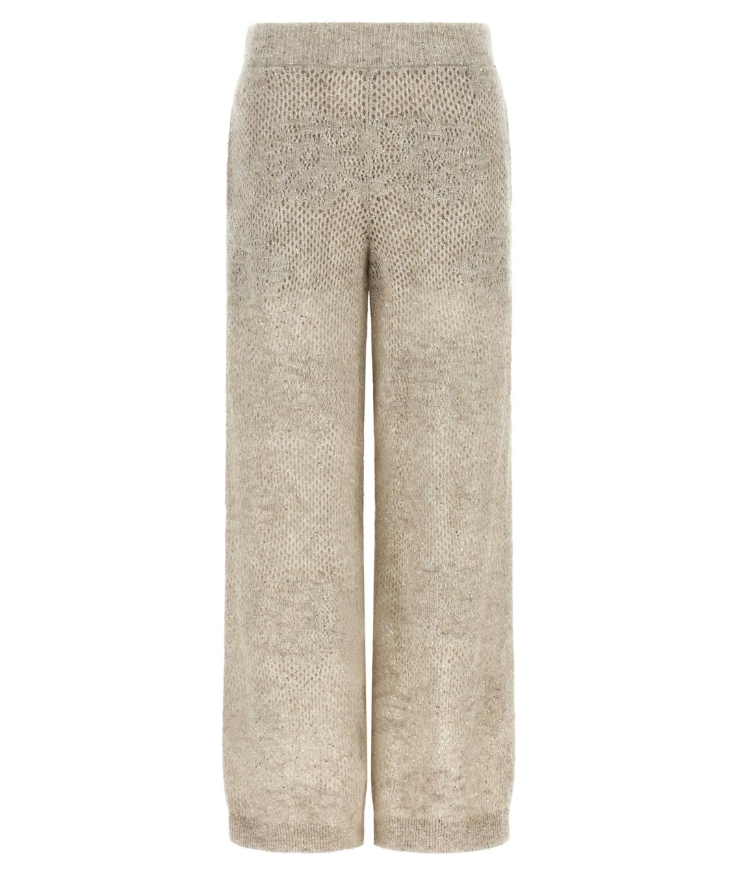 BRUNELLO CUCINELLI Бежевые шерстяные брюки широкие, фото 1