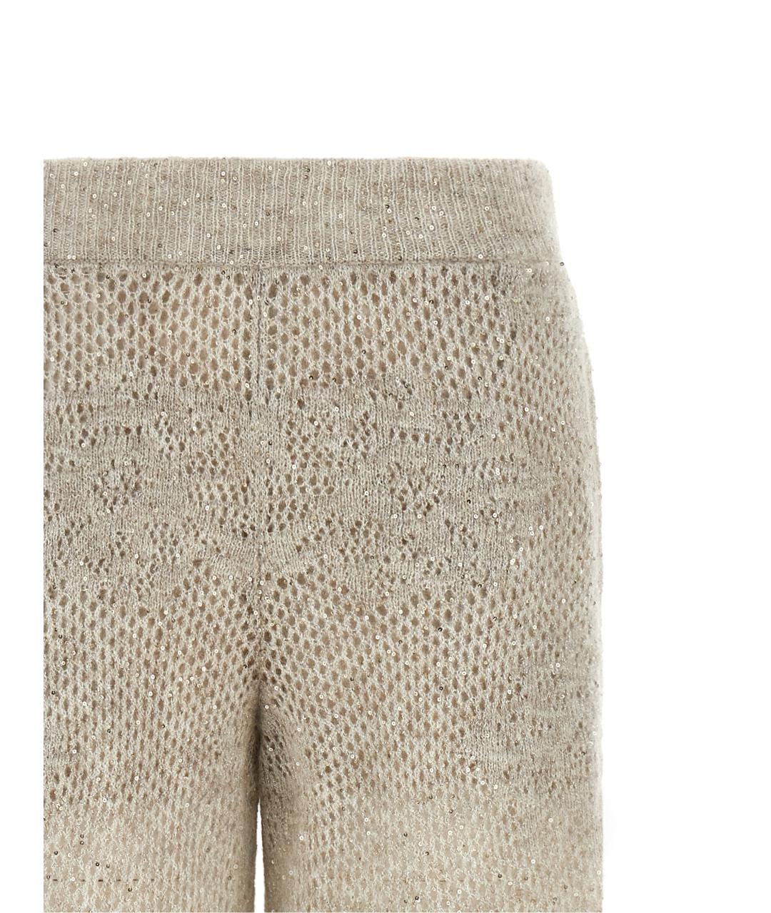 BRUNELLO CUCINELLI Бежевые шерстяные брюки широкие, фото 3