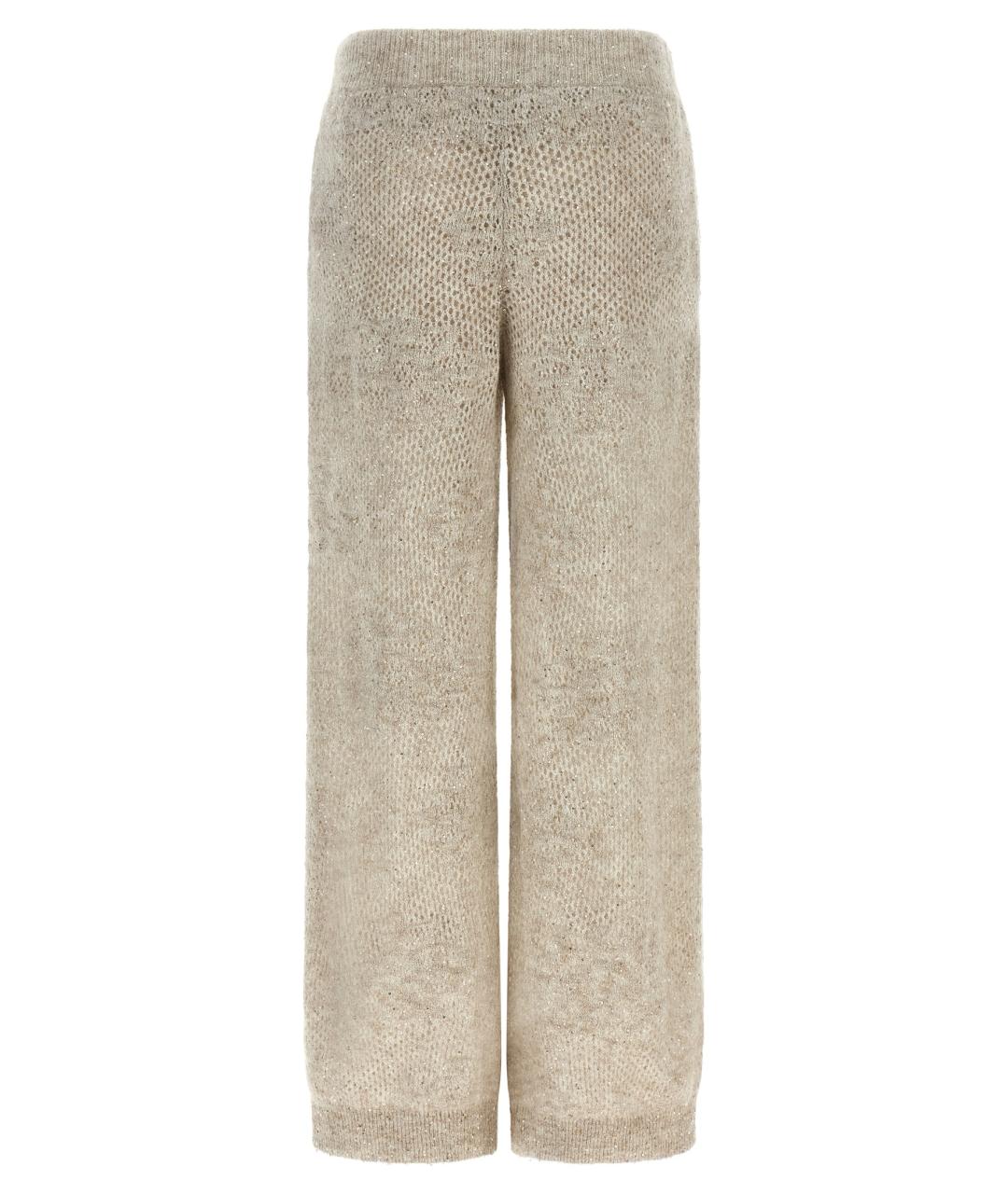 BRUNELLO CUCINELLI Бежевые шерстяные брюки широкие, фото 2
