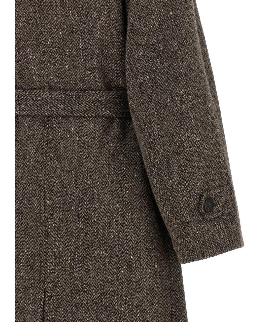 BRUNELLO CUCINELLI Коричневое шерстяное пальто, фото 4