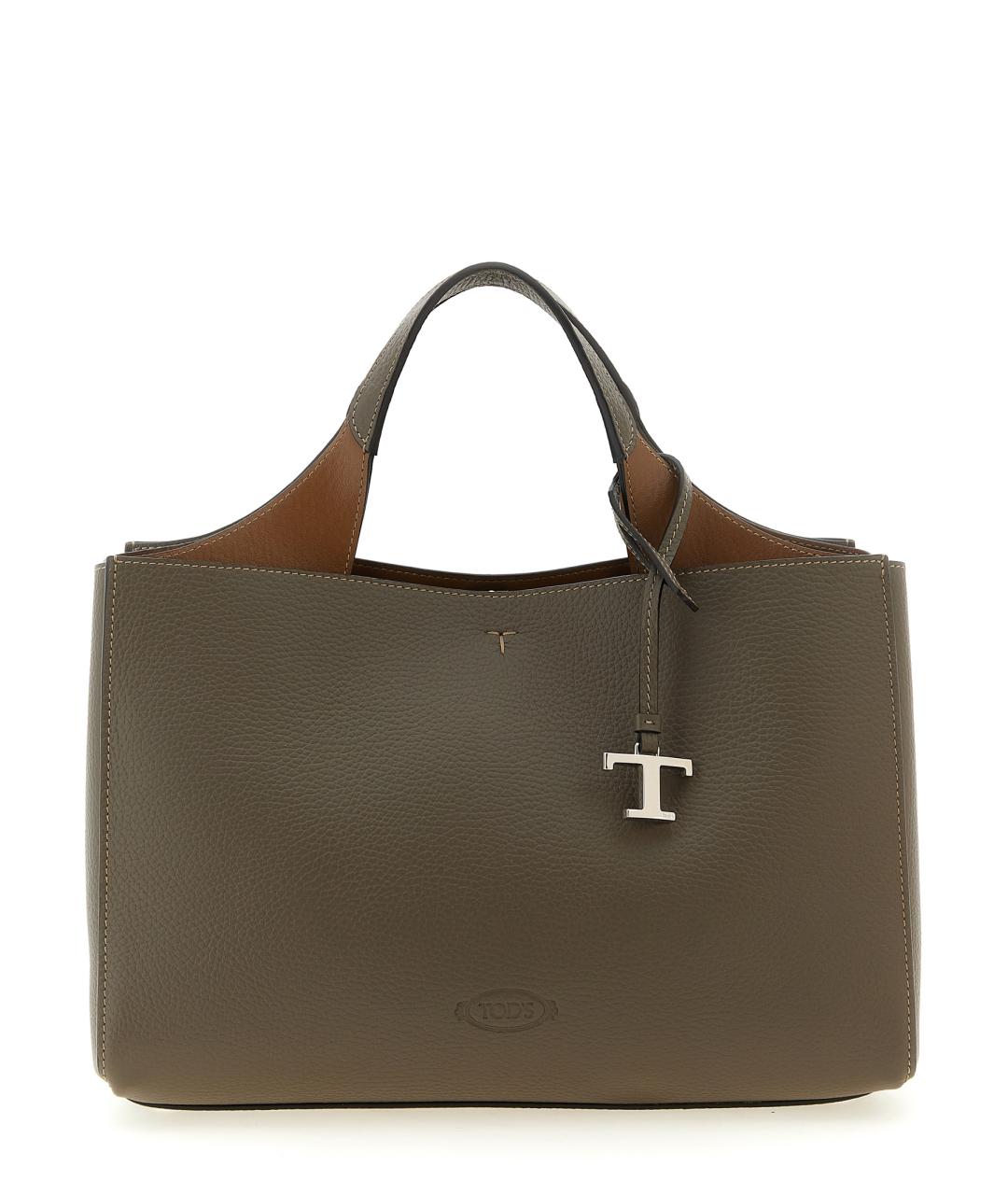 TOD'S Бежевая кожаная сумка тоут, фото 1