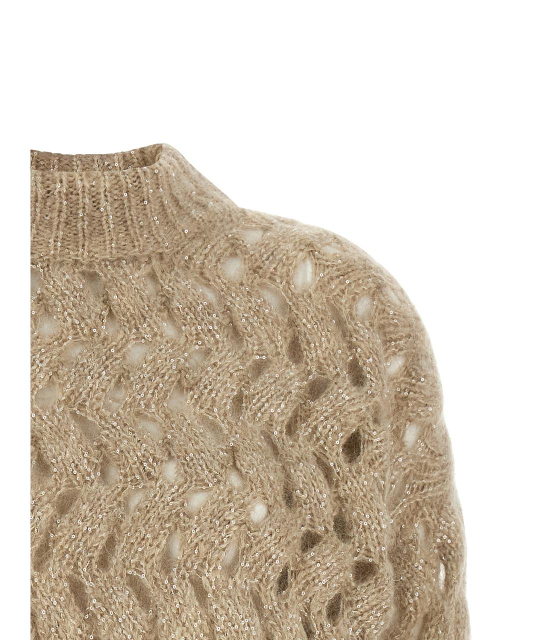 BRUNELLO CUCINELLI Бежевый шерстяной джемпер / свитер, фото 3