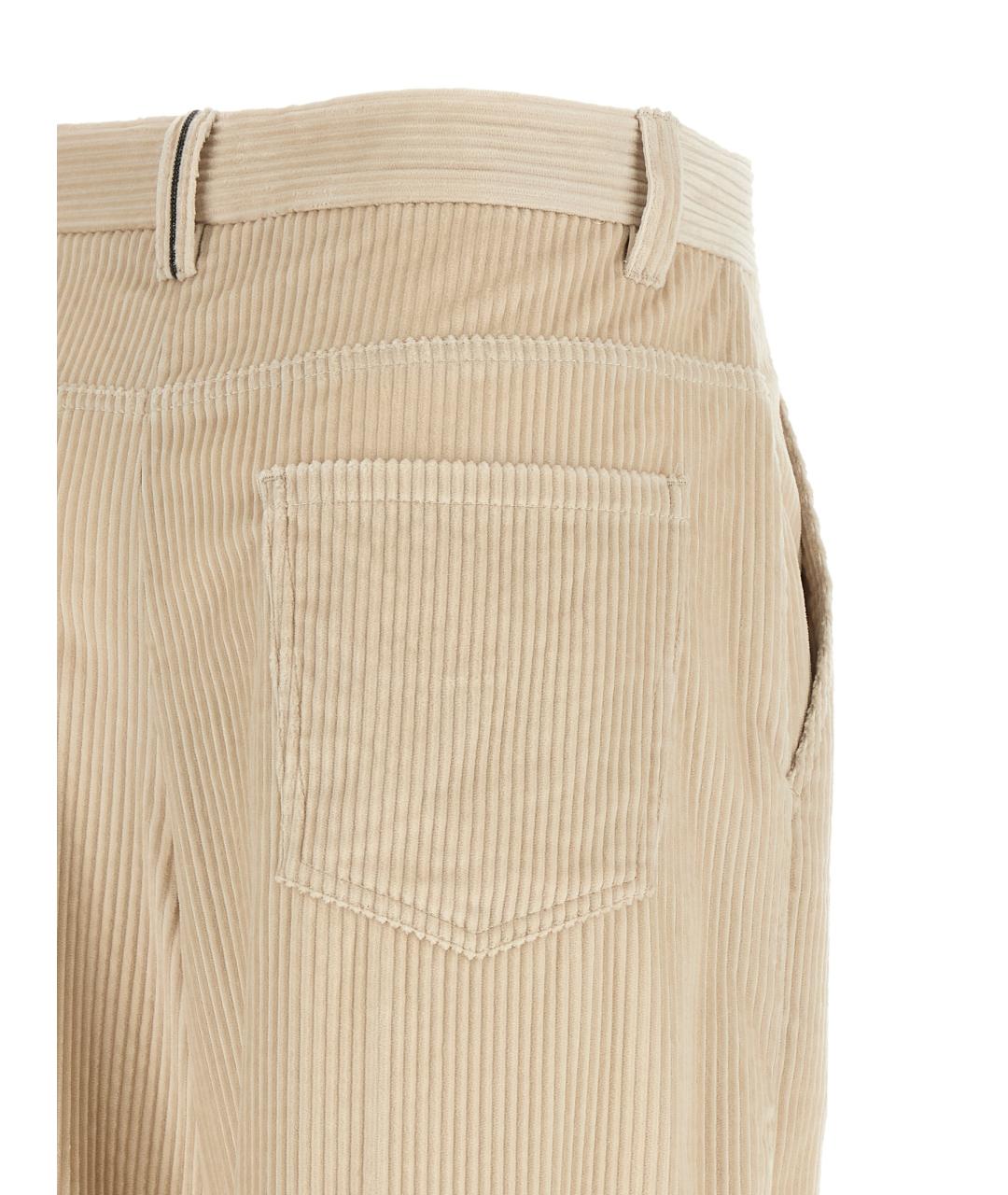 BRUNELLO CUCINELLI Бежевые хлопковые брюки широкие, фото 4