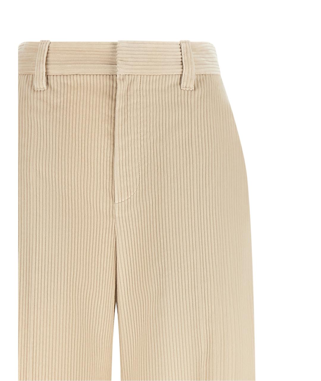 BRUNELLO CUCINELLI Бежевые хлопковые брюки широкие, фото 3