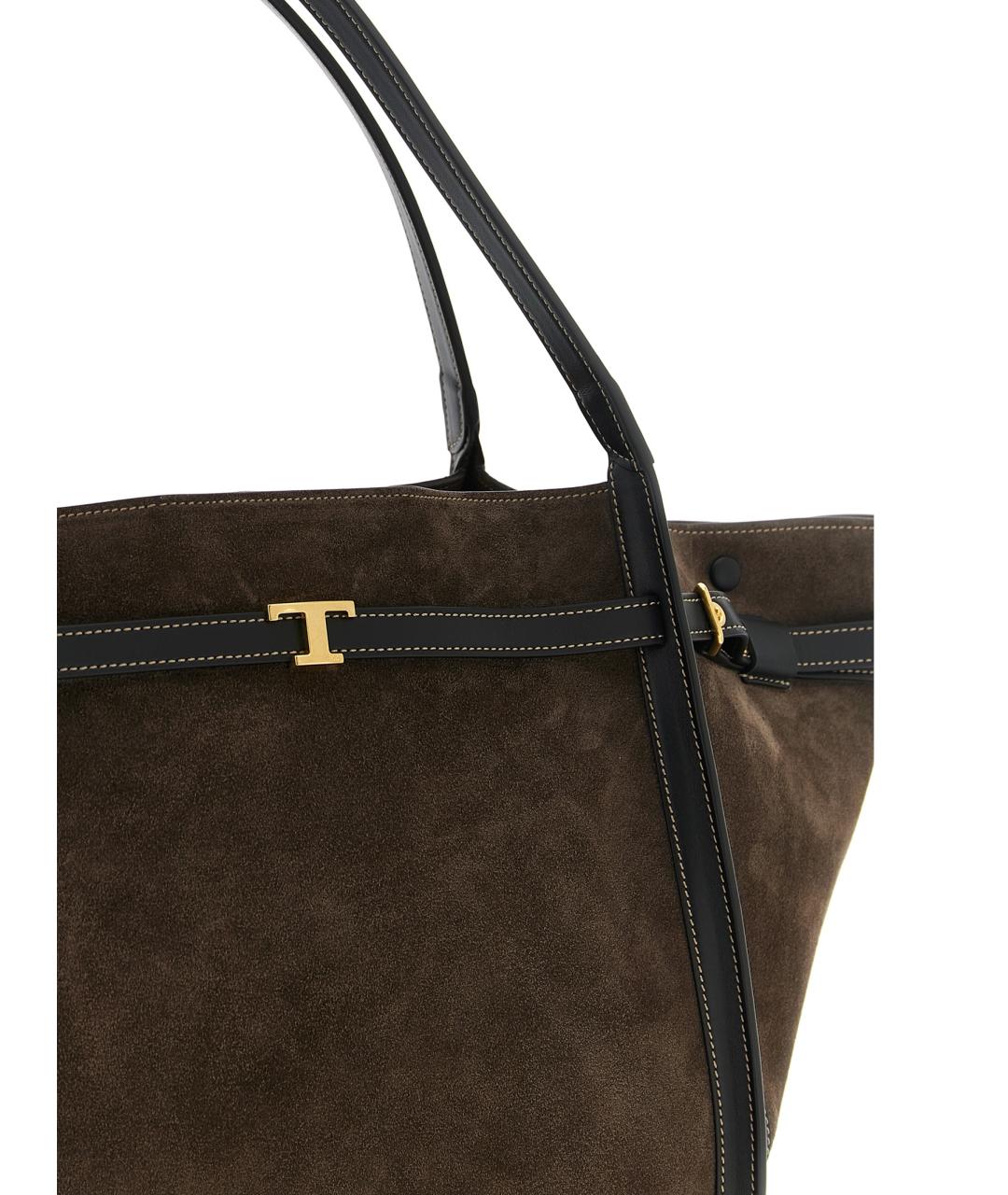 TOD'S Коричневая замшевая сумка тоут, фото 3